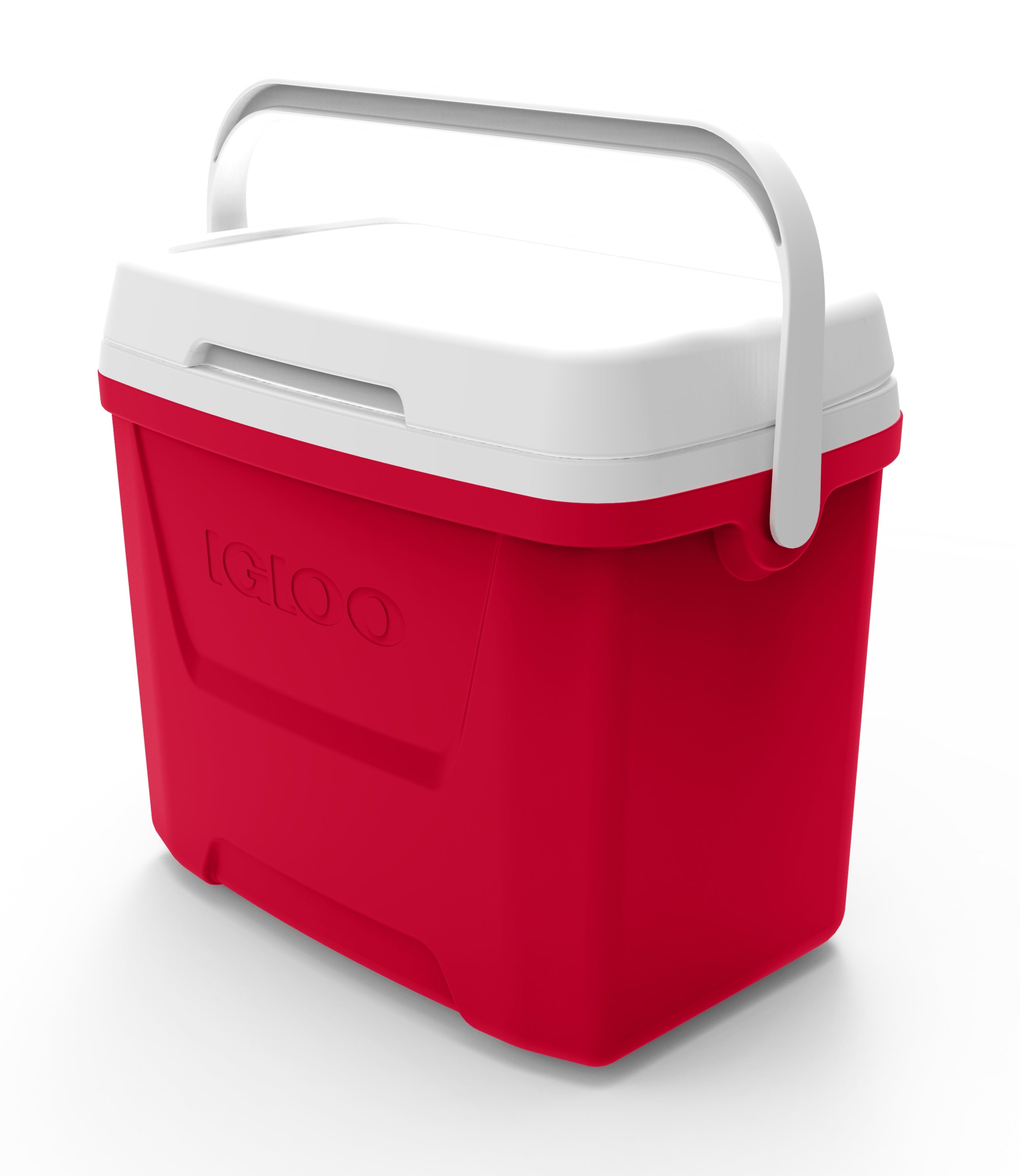 Red 28-quart Igloo cooler, standard hard-sided model used for CSA pickups.